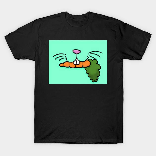 Bunny Mouth With Carrot Face Mask (Green) T-Shirt by dogbone42